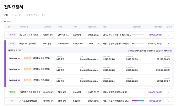 견적서 관리 페이지 이미지